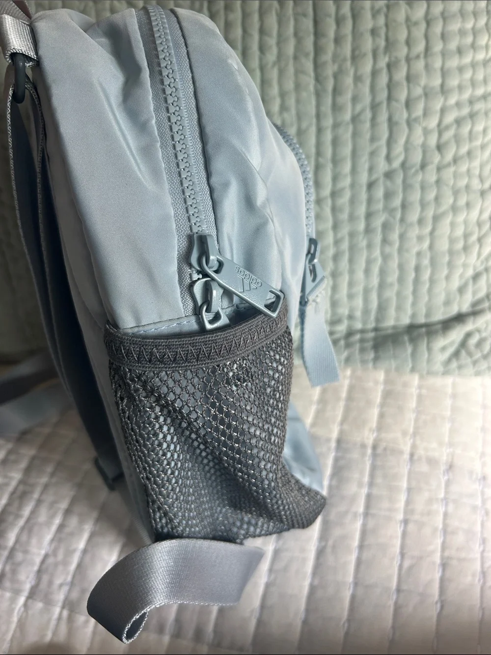 adidas Powder Blue Mini Backpack with Gray Mesh Pockets - Picture 3 of 6